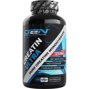 Creatine Ultra Caps - 180 capsules met elk 1250 mg puur creatine-monohydraat - Premium: Ultrazacht + Maasfactor van 200 - Hooggedoseerd