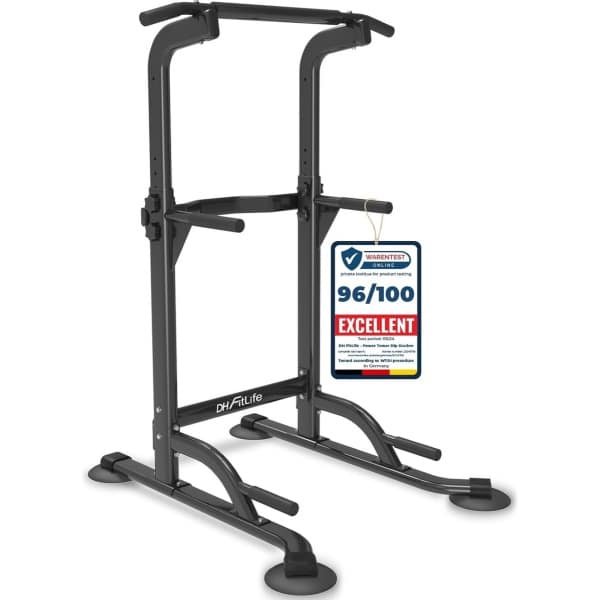 DH FitLife Power Tower Dip Station | optrekstang vrijstaand | dip barren rugtrainer | krachtstation krachttoren | fitnessstation | power rack voor thuis gym | krachttraining voor thuis