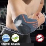 Elleboogbrace / Ademend / Maat L - Tennisarm / Tenniselleboog / Artrose / Reuma - Brace / Elleboog brace / Tennisarmbrace - Artrose Reuma Elleboog brace - Sportbrace / Fitness / Crossfit / Powerlifting / Powerliften / Golf / Tennis