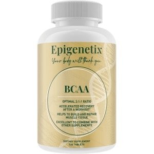 Epigenetix - BCAA Tabletten 2:1:1 - 120 premium tabletten - Bevordert spierherstel na intensieve trainingen, minimaliseert spierafbraak en ondersteunt spiergroei, ideaal voor krachttraining en duursporten, met o.a. L-Lysine