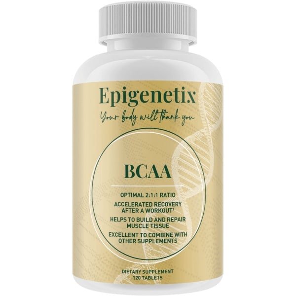 Epigenetix - BCAA Tabletten 2:1:1 - 120 premium tabletten - Bevordert spierherstel na intensieve trainingen, minimaliseert spierafbraak en ondersteunt spiergroei, ideaal voor krachttraining en duursporten, met o.a. L-Lysine