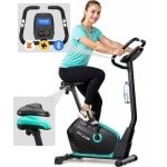 FITAGE Hometrainer - Fitnessfiets met 32 Weerstandsniveaus - LCD Display - Bluetooth Kinomap & Zwift - Fiets Lage Instap, Ergonomisch & Stil - Hometrainers Fitness voor Thuis
