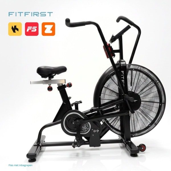 FitFirst AirBike X-55 - AirBike met Transportwielen, Hartslagband & Bluetooth Apps - 7 Trainingsprogramma's - Thuis Fitness - HIIT Training - Cardio