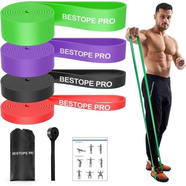 Fitnessbanden met 4 Weerstandsniveaus en Deuranker - Perfect voor Krachttraining en Stretching