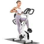 Fytura - Opvouwbare Hometrainer 4-in-1 - 8-Niveaus Magnetische Weerstand - LCD-Display & Hartslagsensoren - Tot 150 kg Belastbaar - Met Weerstandsbanden - Compact & Stille Fiets - Zwart/Wit