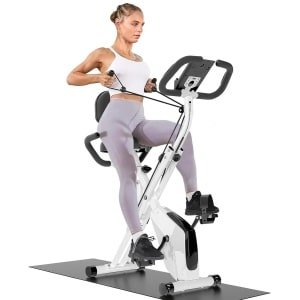 Fytura - Opvouwbare Hometrainer 4-in-1 - 8-Niveaus Magnetische Weerstand - LCD-Display & Hartslagsensoren - Tot 150 kg Belastbaar - Met Weerstandsbanden - Compact & Stille Fiets - Zwart/Wit