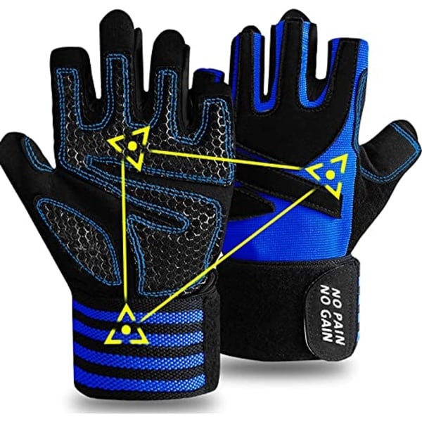 Gewichtheffen handschoenen met polsbandjes - Gel gewatteerd voor de sportschool en Crossfit - Volledige palmbescherming