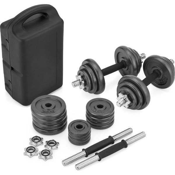 Gymtek® Halterset 20kg met Koffer - 2x Haltergrepen - 4x 2,5kg, 4x 1,25kg, 4x 0,5kg - Halter set voor Krachttraining, Workout, Gym