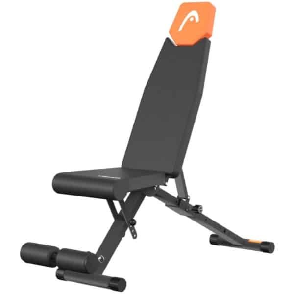HEAD Fitnessbank - Halterbank - Bench Press - Traningsbank - Verstelbaar & Inklapbaar - Krachttraining - Fitness - Zwart/Oranje