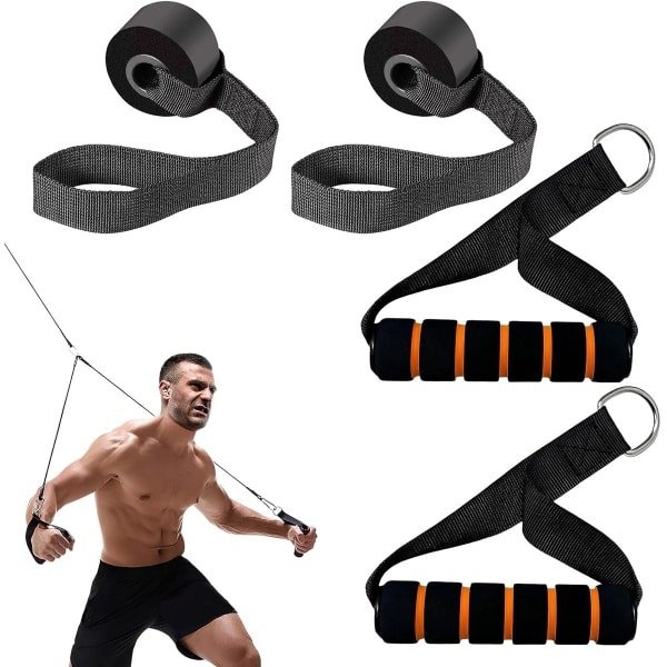 Handgrepen voor fitnessbanden - kabelkabel - fitnesshandgrepen - kabeltrekkoord - met 2 deurankers voor fitnessbanden of weerstandsband - deuranker - robuuste kabelmachine-bevestigingen - fitnessapparatuur - trainingsaccessoires - krachttraining