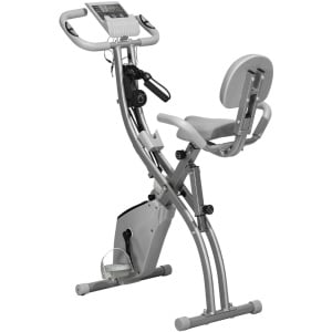 Hometrainer - Spinningfiets - Hometrainers - Indoorfietsen - Indoorfiets - 2-in-1 Fitness Fiets - 8 Niveaus - LCD Display - Opvouwbare - Verstelbaar Zadel - met Rugleuning - 120kg Draagkracht - Fiets - voor Cardio Training - Grijs
