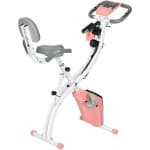 Hometrainer - Spinningfiets - Hometrainers - Indoorfietsen - Indoorfiets - 2-in-1 Fitness Fiets - 8 Niveaus - LCD Display - Opvouwbare - Verstelbaar Zadel - met Rugleuning - 120kg Draagkracht - Fiets - voor Cardio Training - Roze
