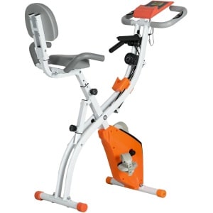Hometrainer - Spinningfiets - Hometrainers - Indoorfietsen - Indoorfiets - 2-in-1 Fitness Fiets - 8 Niveaus - LCD Display - Opvouwbare - Verstelbaar Zadel - met Rugleuning - 120kg Draagkracht - Fiets - voor Cardio Training - Oranje