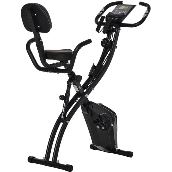 Hometrainer - Spinningfiets - Hometrainers - Indoorfietsen - Indoorfiets - 2-in-1 Fitness Fiets - 8 Niveaus - LCD Display - Opvouwbare - Verstelbaar Zadel - met Rugleuning - 120kg Draagkracht - Fiets - voor Cardio Training - Zwart