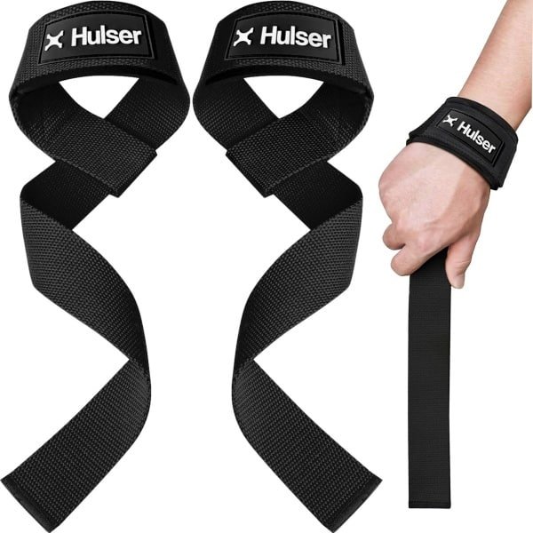 Hulser Lifting straps - Zwart - 2 stuks - met Padding - Wrist wraps - Gym Lifting grips - Soft hooks - Voor deadlift, RDL's en meer - Fitness, Krachttraining, Bodybuilding en Powerlifting