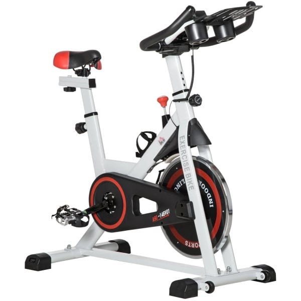 Indoorfietsen - Hometrainers - Spinningfiets - Fitness Fiets - Indoor Cycle - Indoorfiets - Hometrainer - Indoor Bike - Statische fiets - met verstelbare weerstand - LCD-scherm - Wit - Staal en ABS