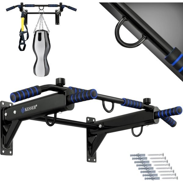 KESSER® Pull up bar Station voor Thuis Sporten - Optrekstang muur inclusief Power Ropes - Fitness Krachttraining Wandmontage - Blauw