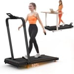 Learnlogic thuisbureau-schrijftafelloopbanden, compacte desktop-loopbanden met schuine draagbare loopbanden, 2-in-1-loopbanden voor lopen, rennen en joggen, met een gewichtcapaciteit van 120KG