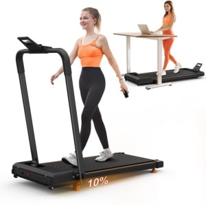 Learnlogic thuisbureau-schrijftafelloopbanden, compacte desktop-loopbanden met schuine draagbare loopbanden, 2-in-1-loopbanden voor lopen, rennen en joggen, met een gewichtcapaciteit van 120KG