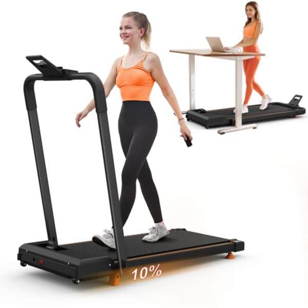 Learnlogic thuisbureau-schrijftafelloopbanden, compacte desktop-loopbanden met schuine draagbare loopbanden, 2-in-1-loopbanden voor lopen, rennen en joggen, met een gewichtcapaciteit van 120KG