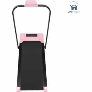 LifeStages - Loopband Inklapbaar - 2-In-1 Inklapbare Loopband - Elektrisch Met Afstandsbediening - Led-Display - Voor Onder Het Bureau Thuis - Kleine Inklapbare Loophulp Met Armleuningen - 3,0 Pk - Roze