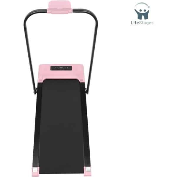 LifeStages - Loopband Inklapbaar - 2-In-1 Inklapbare Loopband - Elektrisch Met Afstandsbediening - Led-Display - Voor Onder Het Bureau Thuis - Kleine Inklapbare Loophulp Met Armleuningen - 3,0 Pk - Roze