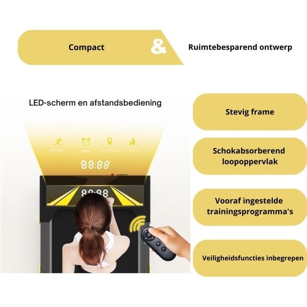 LifeStages - Loopband Inklapbaar - Loopband - 4-In-1 Loopband Met Kantelmechanisme - Opvouwbaar - 6 Km/U - Voor Thuisgebruik