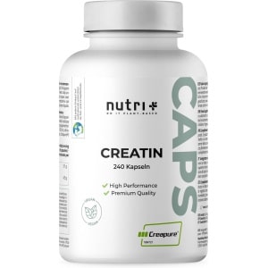 Nutri + Creatine Creapure Capsules - 99,99% puur - hoogste dosering - 240 veganistische capsules - 4,5 g pure creatine monohydraat per Dagelijkse portie - Made in Germany