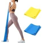 Oefenbanden - 2 stuks - 1,8 m/2 m - Weerstandsbanden - Siliconen oefenbanden - Krachttraining - Weerstand met verschillende sterktes - Geschikt voor training, fysiotherapie, stretchen, herstel, pilates, revalidatie en yoga - Geel en blauw