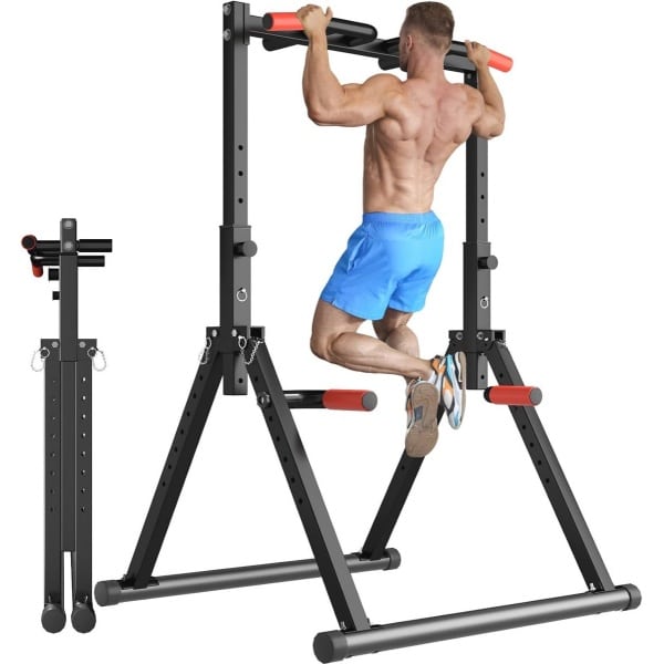 Opvouwbare Power Tower Voor Thuisgym - Verstelbare Pull Up Bar en Dip Station voor Krachttraining