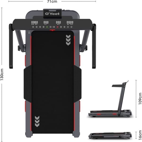 Oyeet Hardloopband - Loopband voor thuis - Inklapbaar - Treadmill - Hardloopsnelheid 14 km/u - Max. 130kg - Bluetooth - LED -