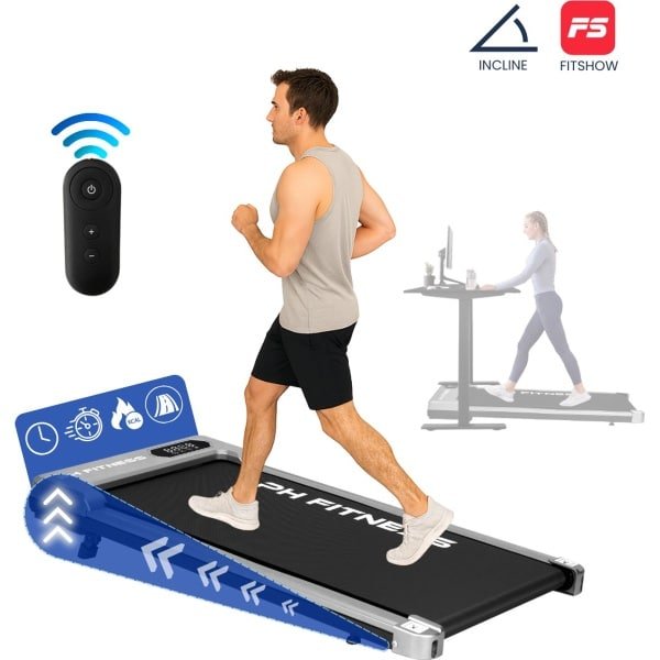 PH Fitness Loopband - 8 km/u - Incline & Handmatige Helling - Opvouwbaar / Inklapbaar - B1S - Gray / Grijs - Fitshow App - Walking Pad - Loopband voor Thuis - Loopband Fitness