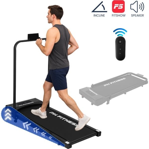 PH Fitness Loopband - Incline & Handmatige Helling - Black / Zwart - Walking Pad - Loopband voor Thuis - Loopband Fitness - A1F