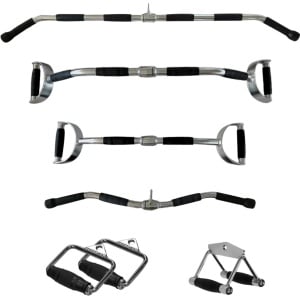 PH Fitness Multi Grip Set Roestvrij Staal - 6 Grips - Professionele Anti Slip Handgrepen voor Krachtstation, Power Rack, Cable Machine, Lat Pulldown Bar en Fly - Full-Body Krachttraining - Fitness Accessoires - Lat Booster Handles Handgrepen