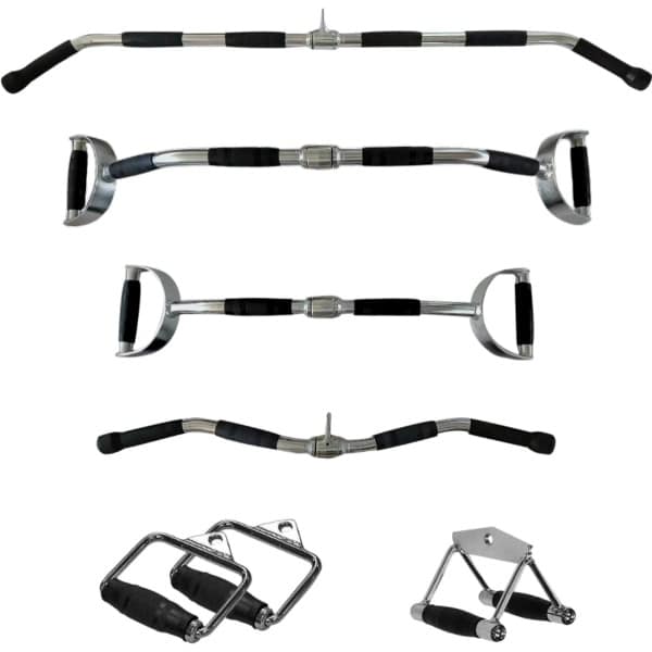 PH Fitness Multi Grip Set Roestvrij Staal - 6 Grips - Professionele Anti Slip Handgrepen voor Krachtstation, Power Rack, Cable Machine, Lat Pulldown Bar en Fly - Full-Body Krachttraining - Fitness Accessoires - Lat Booster Handles Handgrepen