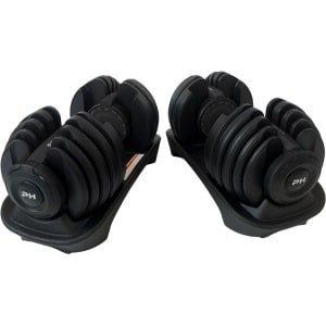 PH Fitness Premium Verstelbare Dumbells Set 24KG Zwart - 2 STUKS - 15-in-1 Gewicht - Eénhandige Draaiknop - 2,5 tot 24 kg - Compacte Halterset - Voor Krachttraining & Home Gym - Ruimtebesparend