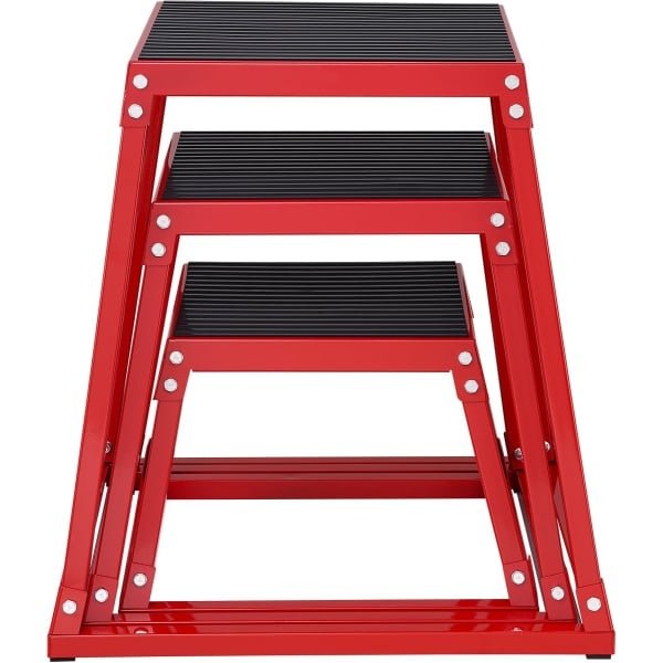 Plyometrische Springboxen, 12/18/24 Inch, Antislip Platform voor Thuisgymnastiektraining, Rood, voor Krachttraining
