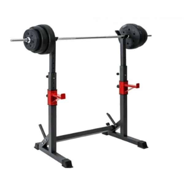 Professioneel Verstelbaar Squat Rack - Multifunctioneel Barbell Rek voor Thuisfitness - Krachttraining & Volledige Lichaamsoefeningen - Stevige Stalen Constructie - In Hoogte & Breedte Verstelbaar - Ideaal voor Squats - Bankdrukken & Meer