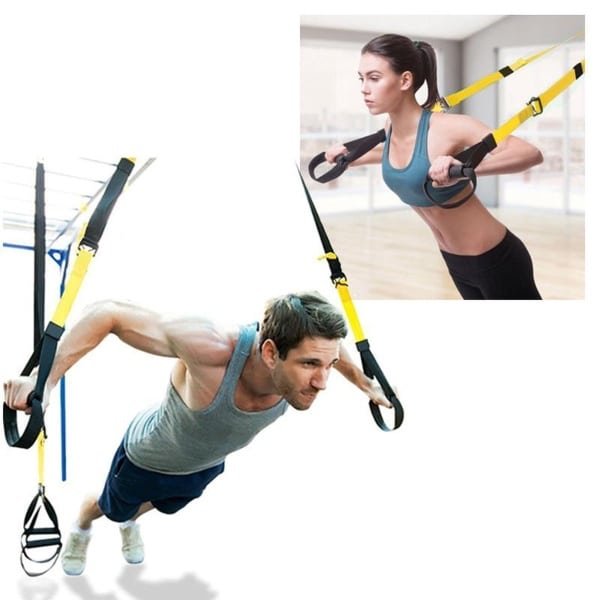 Professionele Suspension Trainer P3 Pro - Krachttraining - Thuis Fitness - Zwart / Geel - Met handige opbergtas