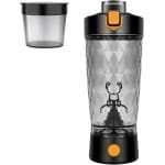 QTTVBTNA -Elektrische Protein Shaker 650ml - USB Oplaadbaar Shakerbeker met Poedervak, BPA-vrij, Ideaal voor Eiwitshakes, Pre-Workout & Milkshakes - Zwart