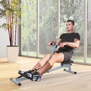 Roeiapparaat Roeiapparaat met LCD Fitnessapparaat Roeiapparaat Hometrainer, met LCD-display, staal+PVC, grijs, 130x47.5x67cm