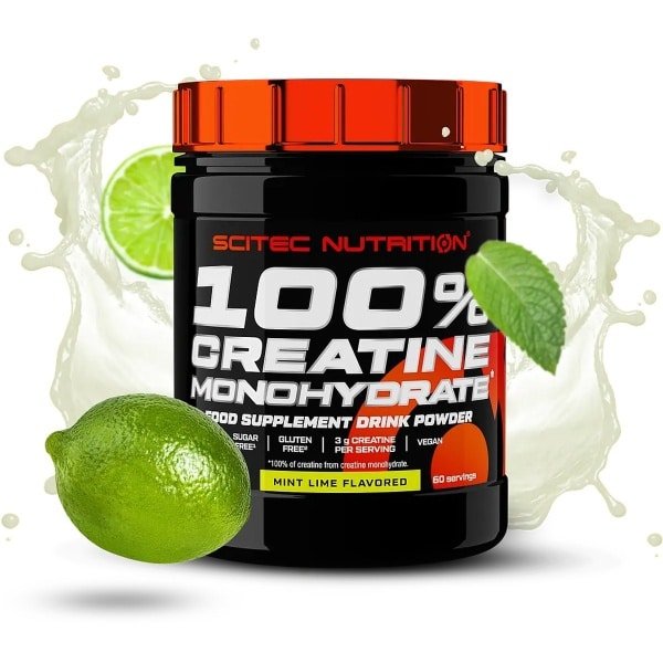 Scitec Nutrition - 100% Creatine Monohydrate (300 gram - Mint/Lime) - Mint/Citrusvrucht - 60 doseringen - creatine poeder - creatine monohydraat