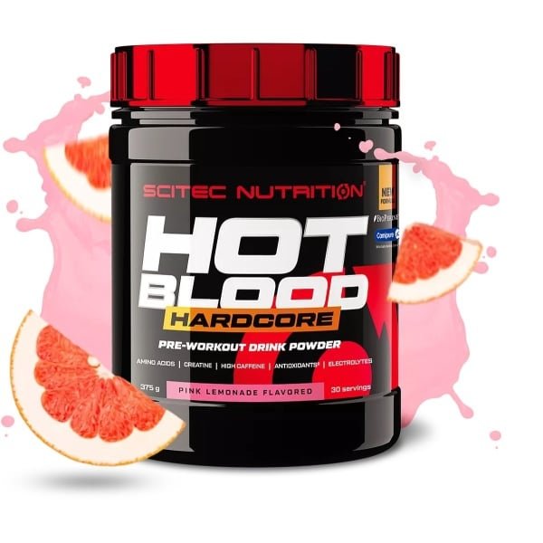 Scitec Nutrition - Hot Blood Hardcore (375 gram - Pink Lemonade) - Citrusvrucht - krachtige pre workout formule - poeder - pre-workout - 30 doseringen