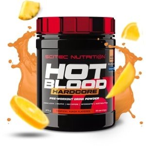 Scitec Nutrition - Hot Blood Hardcore (375 gram - Tropical Punch) - Tropische vruchten - krachtige pre workout formule - poeder - pre-workout - 30 doseringen