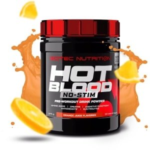 Scitec Nutrition - Hot Blood No-Stim (375 gram - Orange Juice) - Sinaasappel - pre workout zonder caffeine - poeder - pre-workout - 30 doseringen