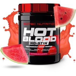 Scitec Nutrition - Hot Blood No-Stim (375 gram - Watermelon) - Watermeloen - pre workout zonder caffeine - poeder - pre-workout - 30 doseringen