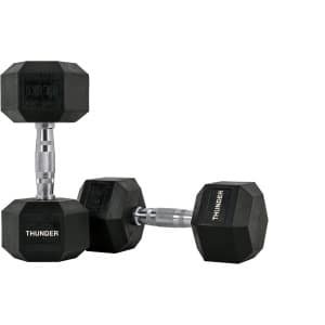 THUNDER® | HEXAGONAL-DUMBBELLS-12,5KG | Zwarte Rubberen Halter | Stalen Kern | Voor Krachttraining & Fitness | Antislip | Duurzaam & Professioneel | Per Stuk - Stevige Grip