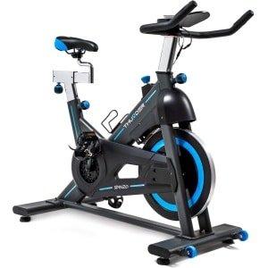 THUNDER® Hometrainer | SPINZO | Robuust en Stil | Bluetooth® | Verstelbaar zadel en stuur | LCD-display | Vliegwiel 18 kg | Transportwielen | Antislip pedalen | Voor thuisgebruik | Tot 135 kg gebruikersgewicht |