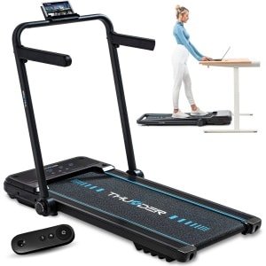 THUNDER® Loopband | IMPACT-BLACK | Opvouwbaar en Krachtig | Sneltoetsen | Veiligheidssleutel | Transportwielen | Plaats voor telefoon/tablet | Compatibel met mobiele apparaten | Bluetooth-app | Afstandsbediening | Luidsprekers | Max. 130 kg |