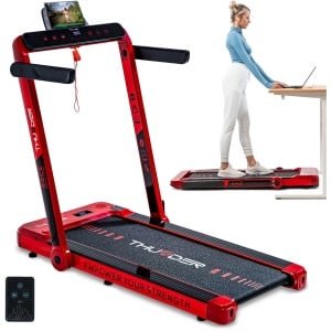 THUNDER® Loopband | RACE-RED | Opvouwbaar & Krachtig | Sneltoetsen | Veiligheidssleutel | Transportwielen | Bluetooth App | Afstandsbediening | Luidsprekers | Max. 130 kg |